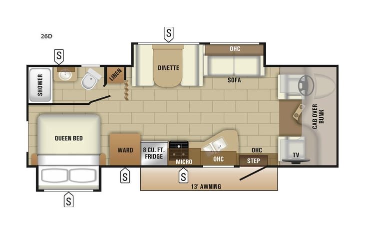 Representative floor plan provided by a trusted RVshare partner.
