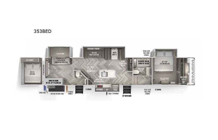 Representative floor plan provided by a trusted RVshare partner.