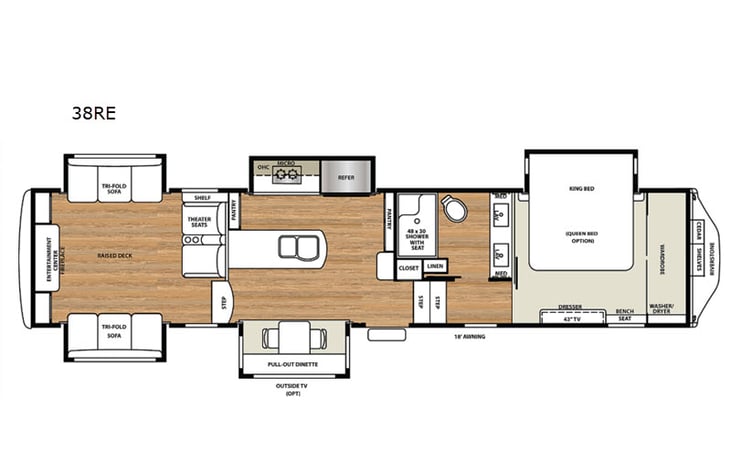 Representative floor plan provided by a trusted RVshare partner.