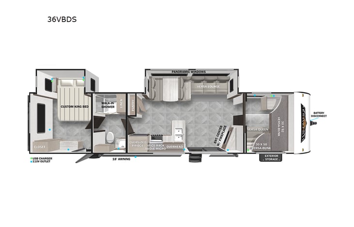 Representative floor plan provided by a trusted RVshare partner.