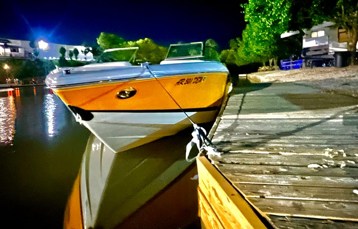 Boardwalk to tie up your watercraft. The boat launch is next to the camp site.
