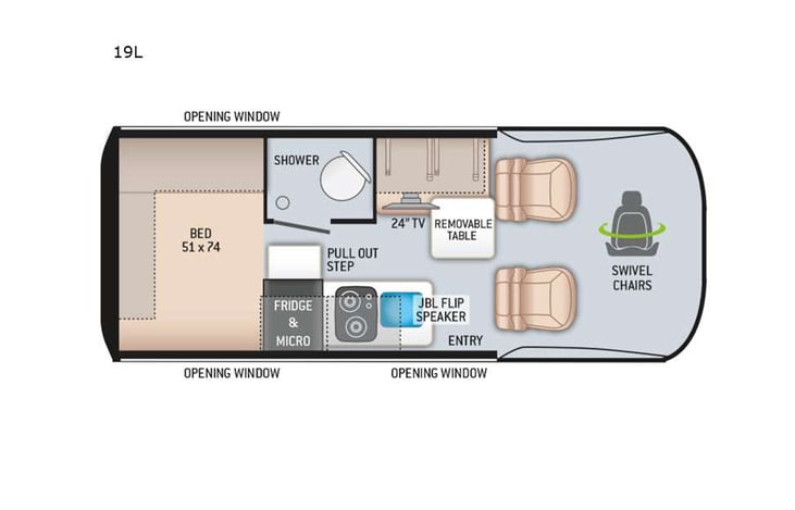 Representative floor plan provided by a trusted RVshare partner.