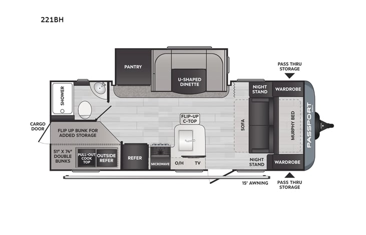 Representative floor plan provided by a trusted RVshare partner.
