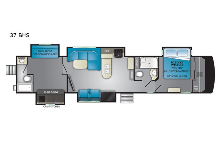 Representative floor plan provided by a trusted RVshare partner.