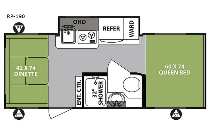 Representative floor plan provided by a trusted RVshare partner.