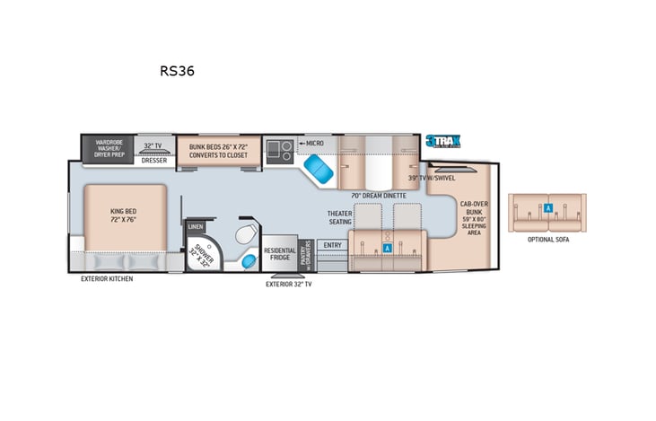 Representative floor plan provided by a trusted RVshare partner.