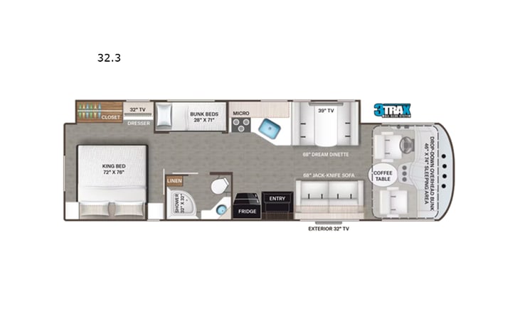 Representative floor plan provided by a trusted RVshare partner.