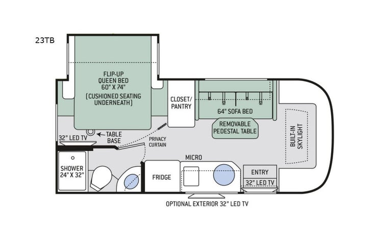 Representative floor plan provided by a trusted RVshare partner.