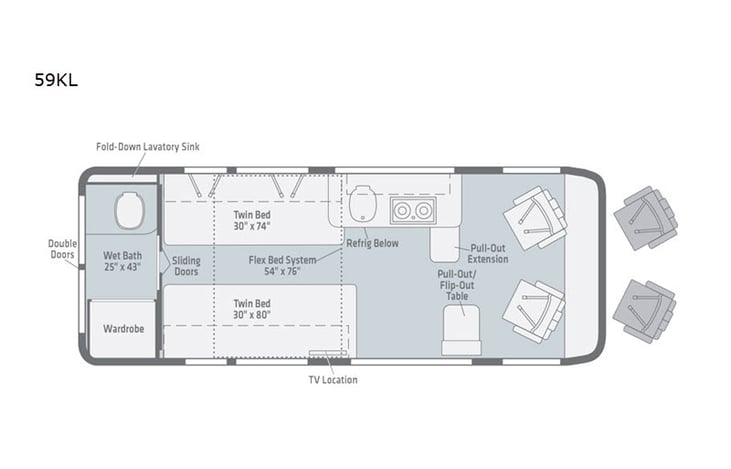 Representative floor plan provided by a trusted RVshare partner.