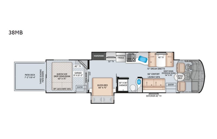 Representative floor plan provided by a trusted RVshare partner.