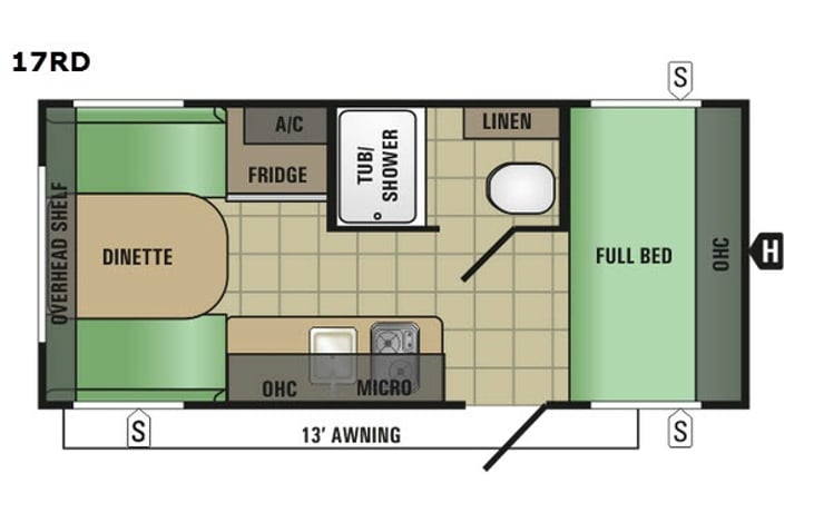 Representative floor plan provided by a trusted RVshare partner.
