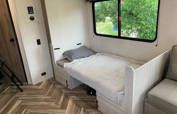 Dinette turns into beds