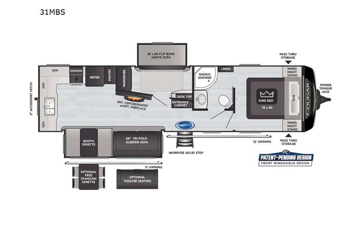 Representative floor plan provided by a trusted RVshare partner.