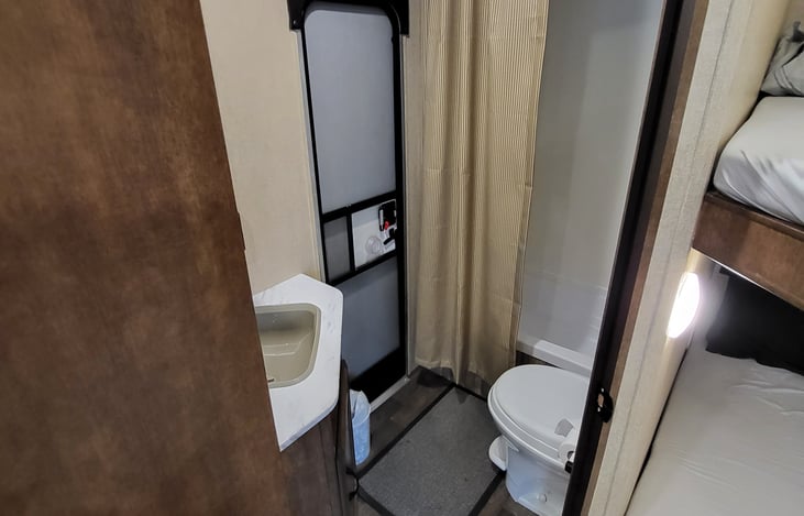 Bathroom with outside door
