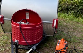 Tag Teardrop that can be towed with a bicycle