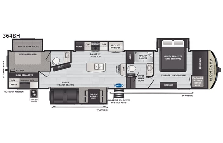 Representative floor plan provided by a trusted RVshare partner.
