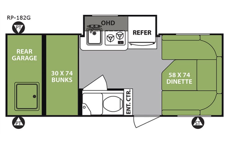 Representative floor plan provided by a trusted RVshare partner.