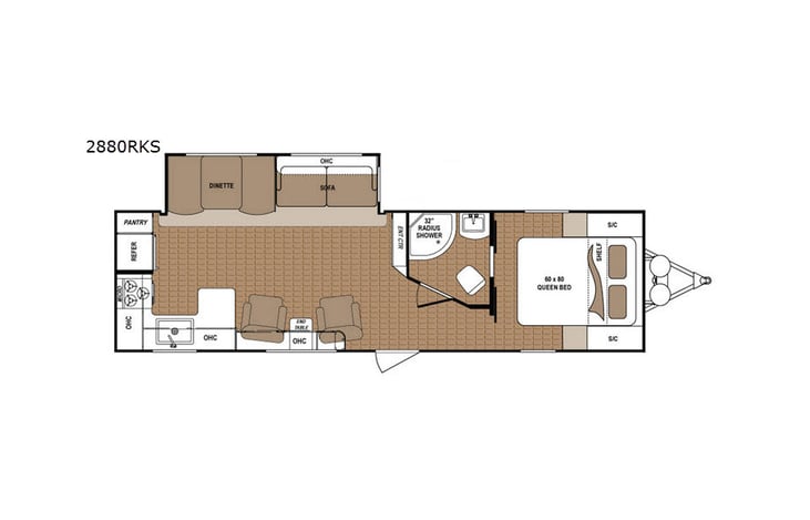Representative floor plan provided by a trusted RVshare partner.