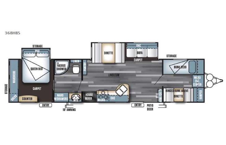 Representative floor plan provided by a trusted RVshare partner.
