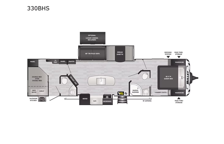 Representative floor plan provided by a trusted RVshare partner.
