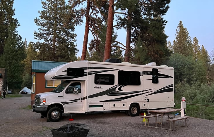 Pivot parked at a camping site in Oregon.