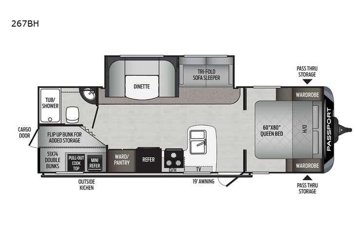 Representative floor plan provided by a trusted RVshare partner.