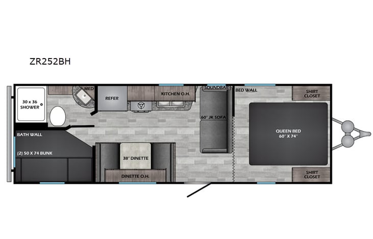 Representative floor plan provided by a trusted RVshare partner.