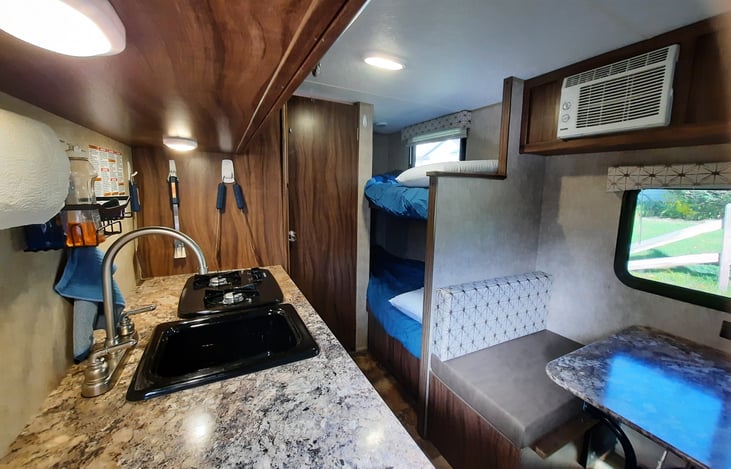 Dinette, bunks, kitchenette