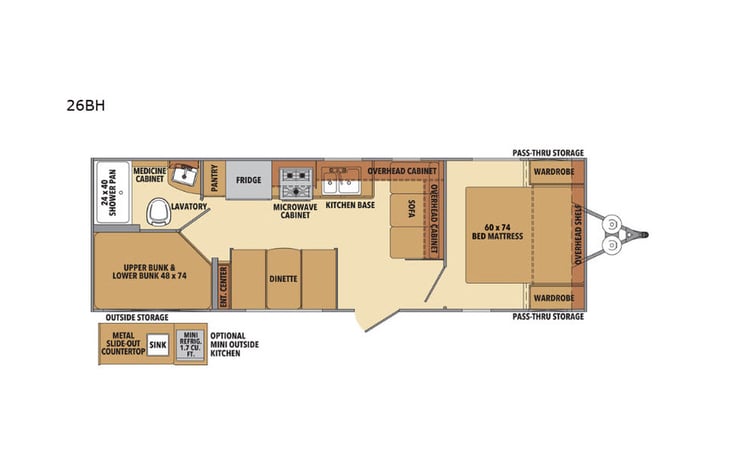 Representative floor plan provided by a trusted RVshare partner.