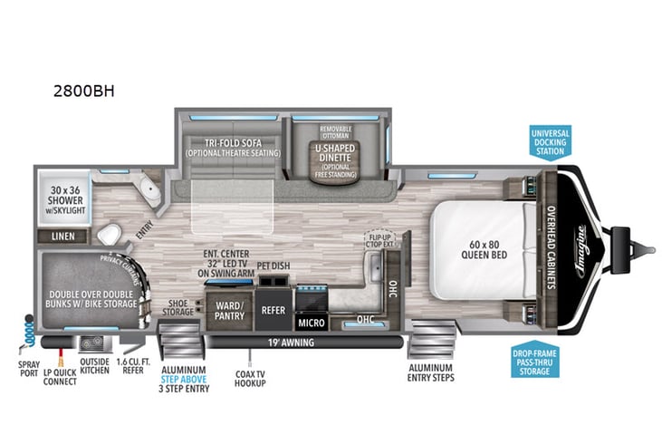 Representative floor plan provided by a trusted RVshare partner.