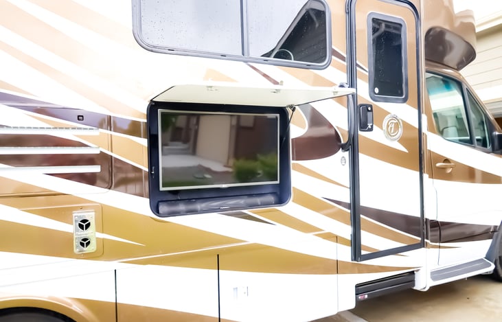 Outside TV with SoundBar -  (starlink available for extra $)