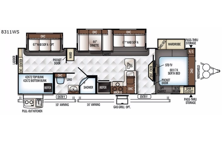 Representative floor plan provided by a trusted RVshare partner.