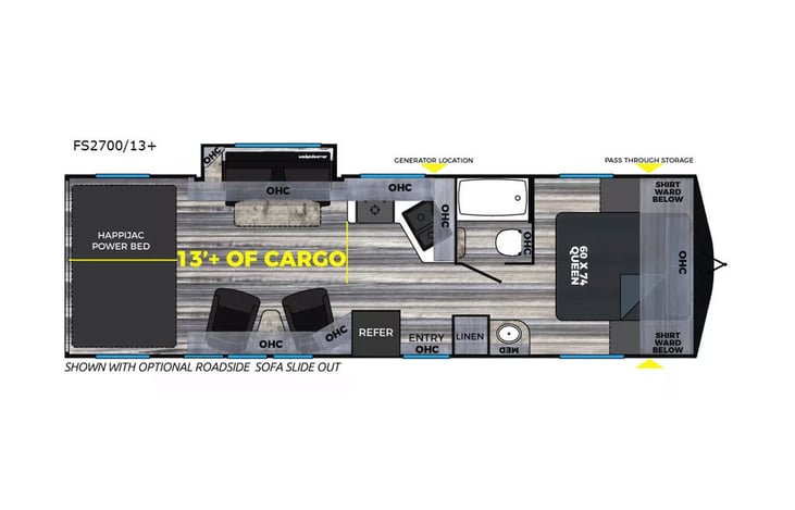 Representative floor plan provided by a trusted RVshare partner.