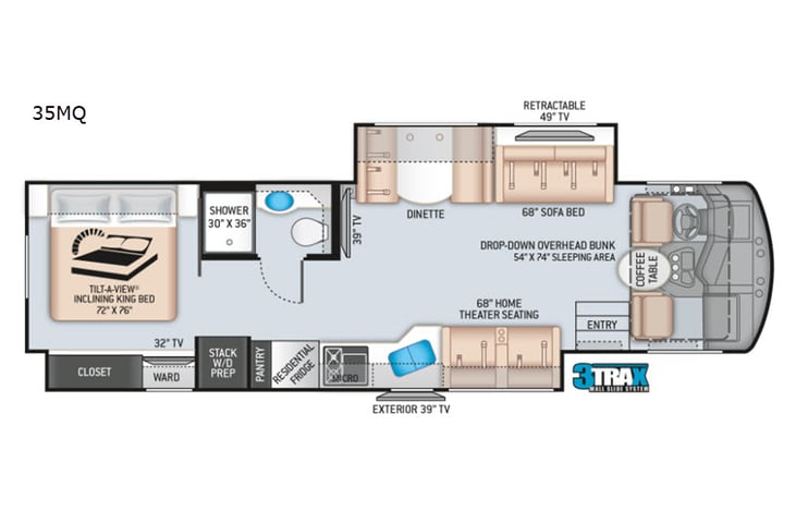 Representative floor plan provided by a trusted RVshare partner.