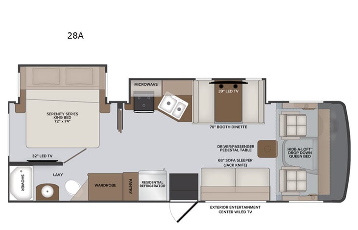 Representative floor plan provided by a trusted RVshare partner.