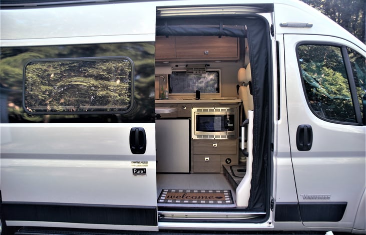 As you enter the van.