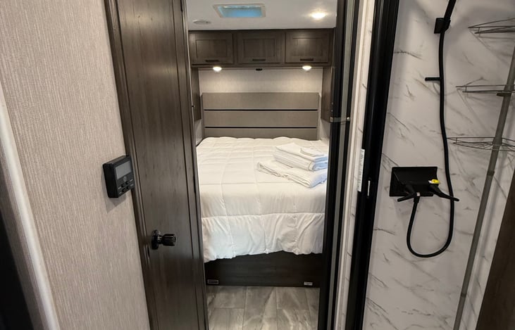 Shower and entrance to back bedroom