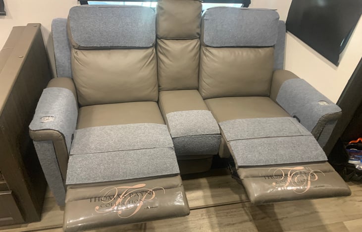 Heated reclining loveseat with USB and power outlet