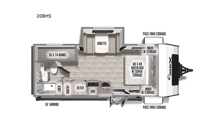 Representative floor plan provided by a trusted RVshare partner.