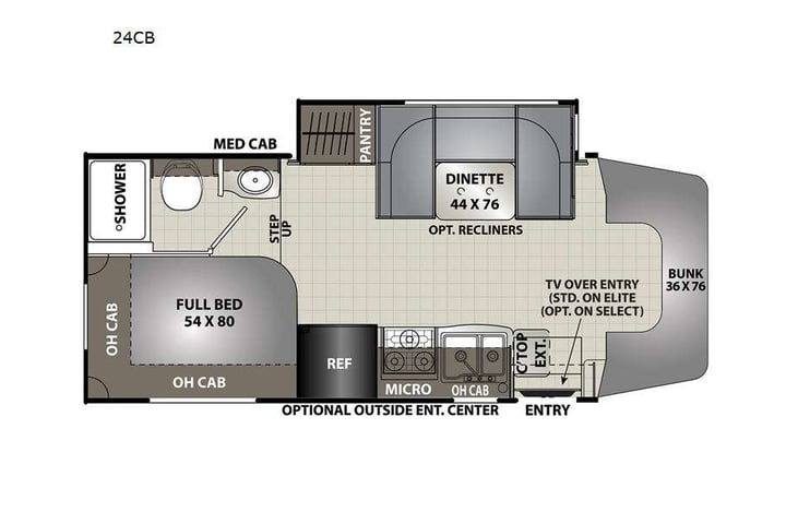 Representative floor plan provided by a trusted RVshare partner.
