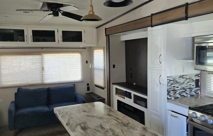 Living room, fireplace