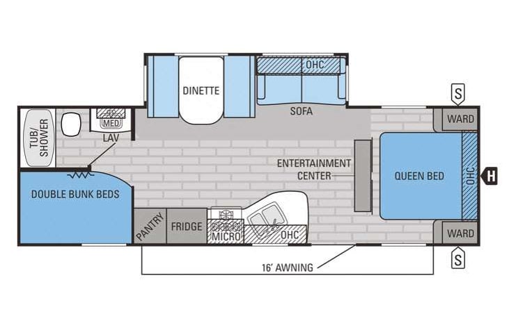 Representative floor plan provided by a trusted RVshare partner.