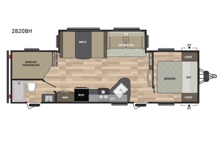 Representative floor plan provided by a trusted RVshare partner.