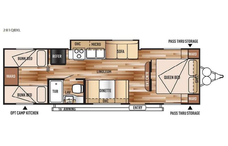 Representative floor plan provided by a trusted RVshare partner.