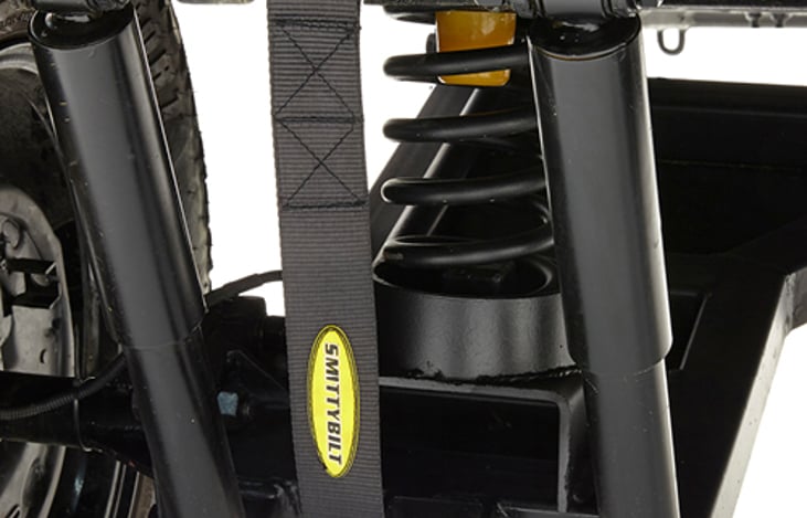 Pic of limiting strap that limits articulation. Dual shocks and coil suspension for a smoother ride.