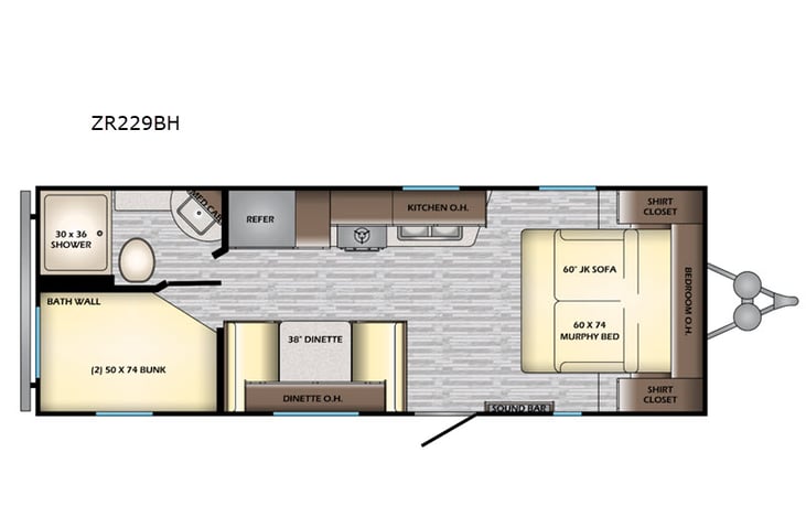 Representative floor plan provided by a trusted RVshare partner.