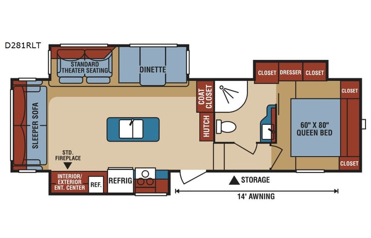 Representative floor plan provided by a trusted RVshare partner.