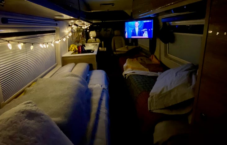 The two twin beds will configure to one large bed if desired.