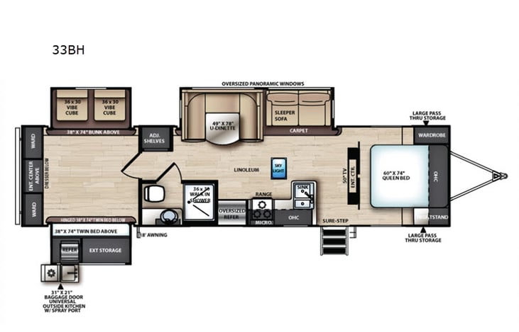 Representative floor plan provided by a trusted RVshare partner.