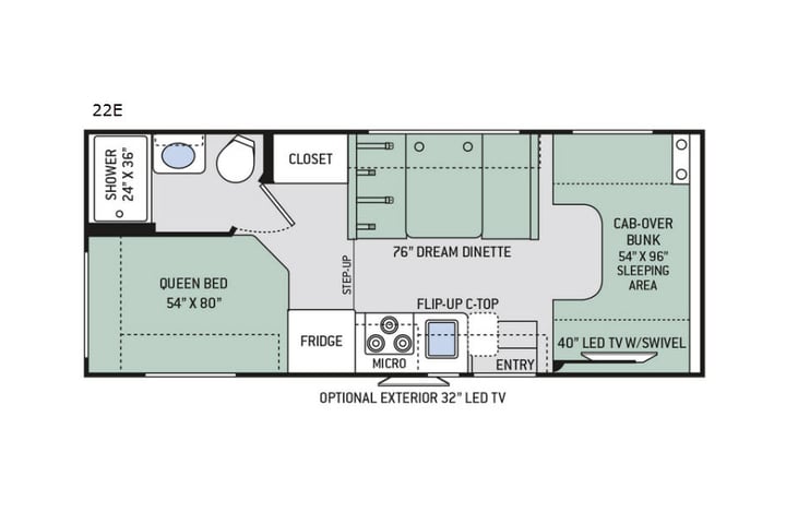 Representative floor plan provided by a trusted RVshare partner.